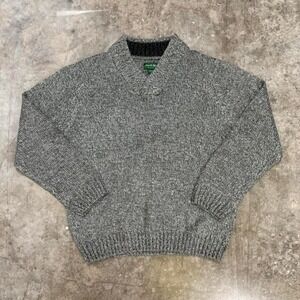 Vintage 90s David Taylor Gray Knit V-Neck Sweater‎ Size L